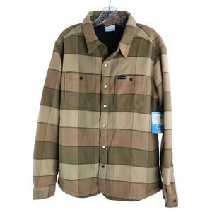 Men’s Columbia Shirt Jacket, Small, Brown Plaid, Soft Lined, NWT
